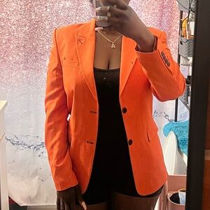 Double-breasted viscose and linen-blend blazer